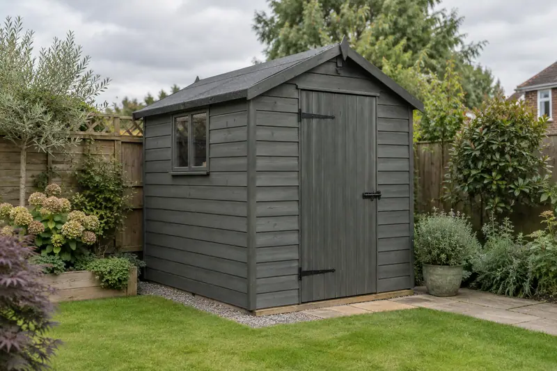 Timber garden shed in a private garden